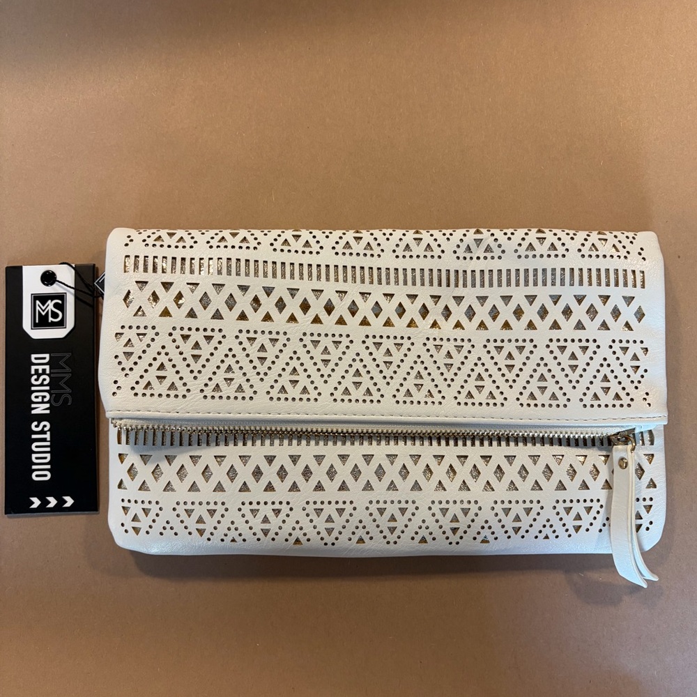 MMS Design Studio Cream Cut-Out Clutch